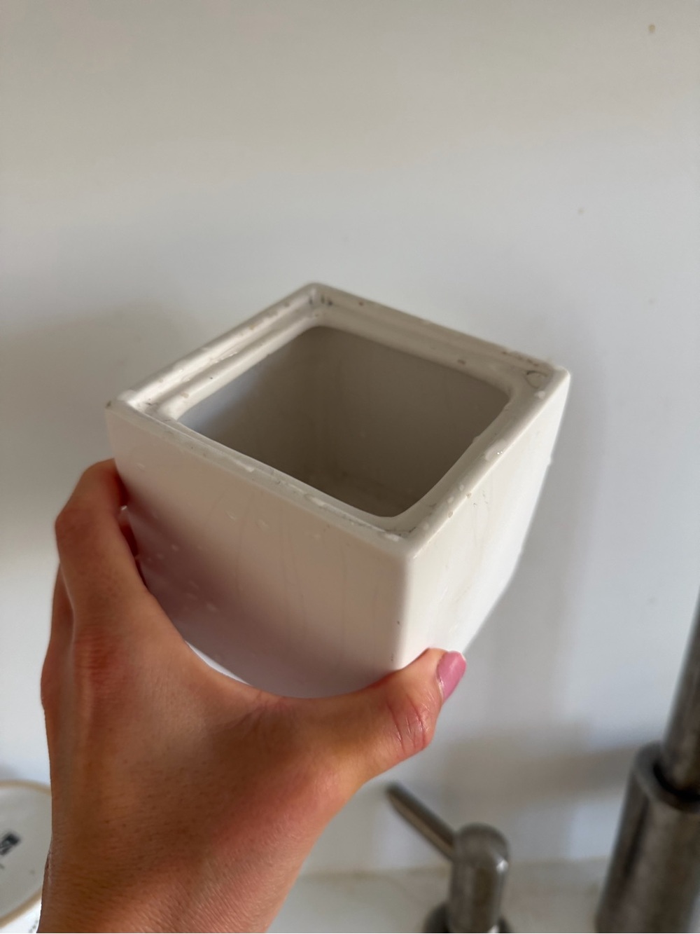 CB2 White Square Ceramic Planter